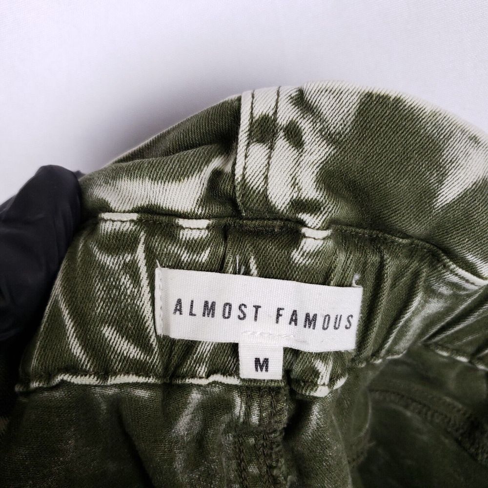 Almost‎ Famous Acid Wash Paperbag Waist Jeans Women M Green Tapered Grunge Y2K - Picture 9 of 10